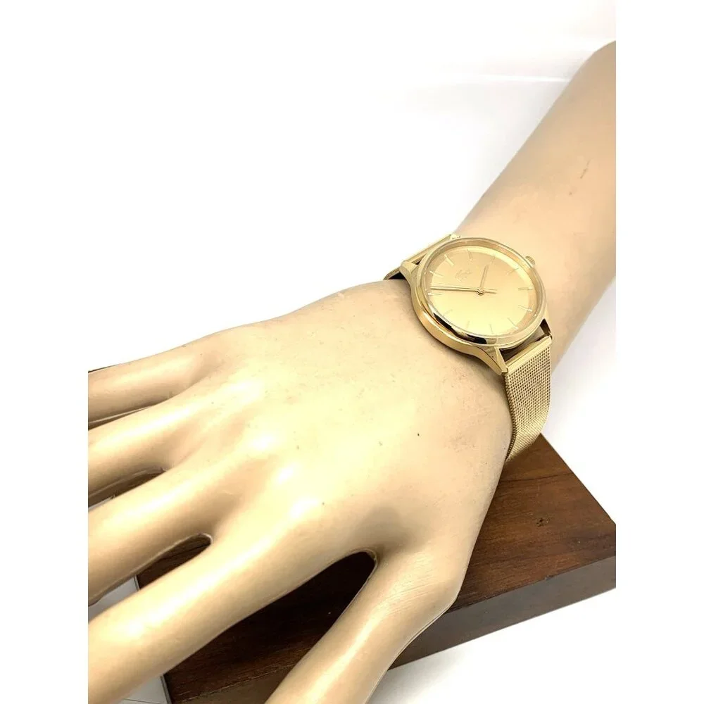 Lacoste Women's Watch 2001255 Club Quartz Gold Dial Mesh Stainless Steel 34mm